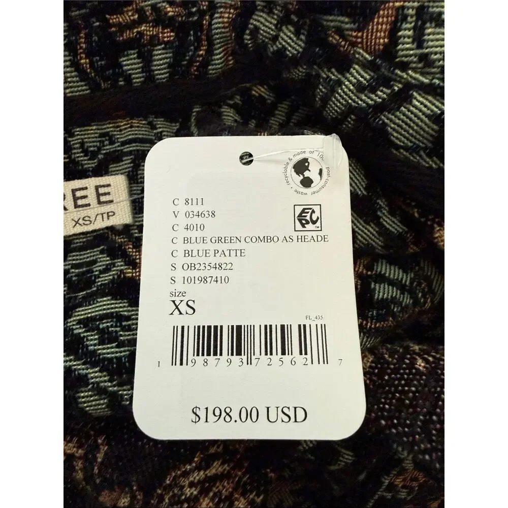Free People We The Free Tapestry Fog Jacquard Snap Up Boho Hippie Shacket